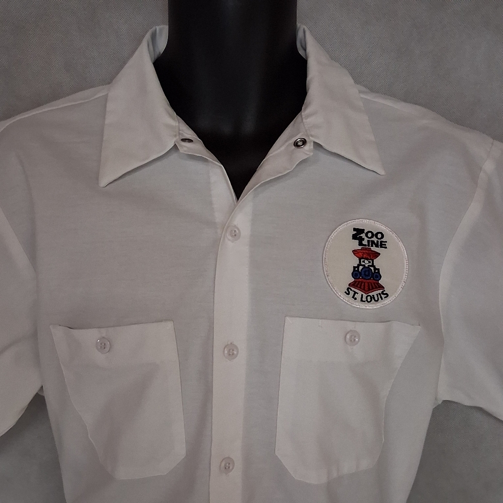 Durable Press St Louis Zoo Line Work Shirt Large White